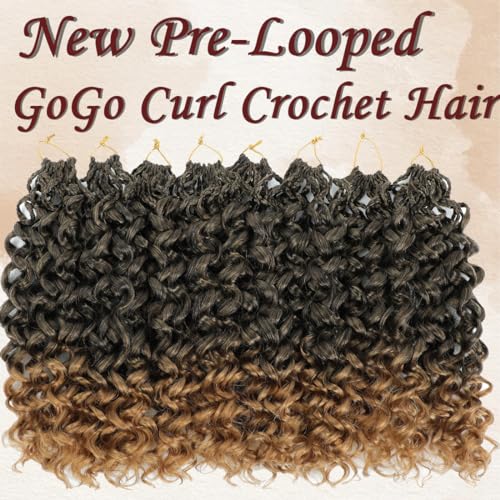 10 Inch Pretwisted Gogo Curl Crochet Hair - 8 Packs, Ocean Wave