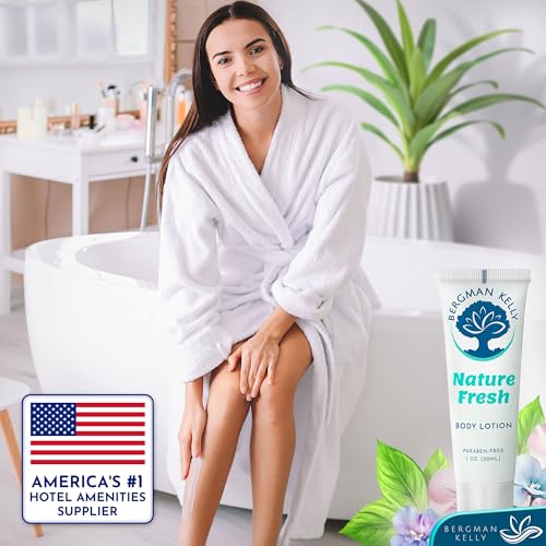 BERGMAN KELLY - Travel Size Lotion - 1 fl oz, 100 PK, Nature Fresh - Delight Your Guests with Refreshing & Soothing Body Lotion - Quality Mini and Small Size Guest Hotel Toiletries in Bulk