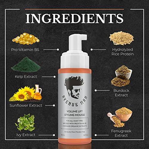 Avenue Man Volume Lift Mousse - 5.07 oz Hair Foam