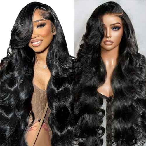 18 Inch Human Hair Wig Lace Front Wigs Human Hair 13x6 Body Wave Lace Front Wigs Pre Plucked 200 Density 12A Glueless Wigs for Women HD Lace Frontal Wigs Natural Color