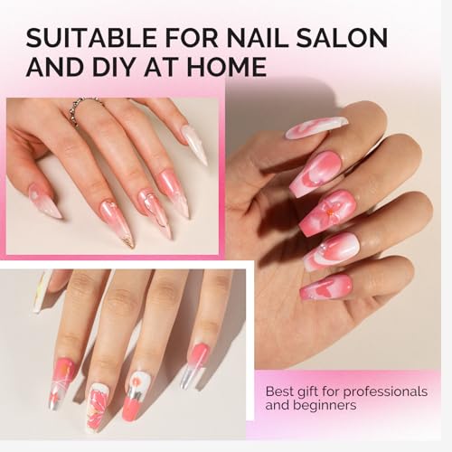 MelodySusie Light Pink 6Pcs Ombre Nail Art Brushes Set for Gradient & Blush Designs