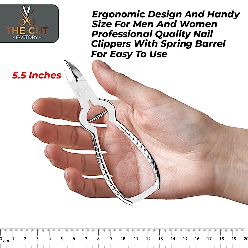 THE CUT FACTORY- Professional Podiatrist Toenail Clippers - Thick & Ingrown Toe Nail Clippers for Men,Women & Seniors - Stainless Steel Soft Grip - Elderly Heavy Duty Nail Clippers for Thick Nails
