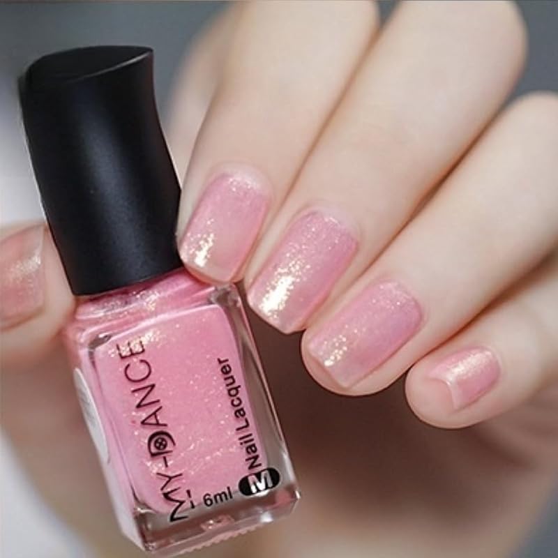 IMGDD Sheer Pearl Pink Nail Polish 6ml - Long Lasting Quick Dry Glitter Nude Manicure