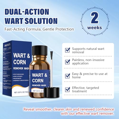 Mitreal Wart Remover Liquid with Salicylic Acid - Fast Acting for Warts, Corns & Calluses - 15ml
