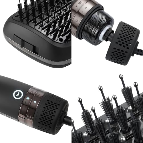 Kristin Ess Hair Volumizing Blow Dryer Brush - Blowout + Hair Straightening Brush - Ceramic + Ionic - Dry, Smooth + Volumize Hair - Flat Padel Base for Faster Blowout - 3 Wind Speeds + 4 Heat Settings