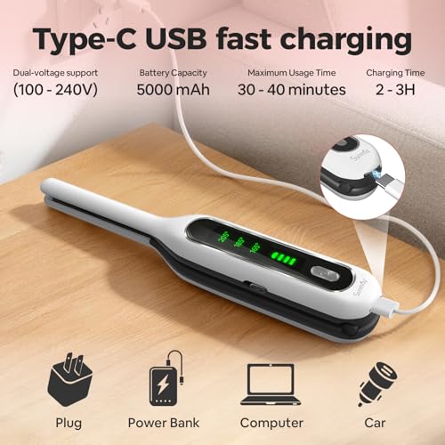 SUNMAY Cordless Mini Flat Iron for Short Hair - Travel Size