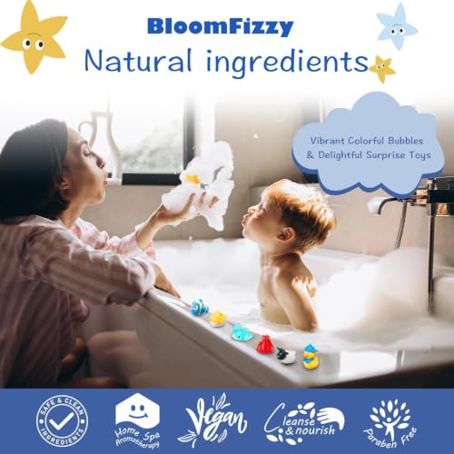 30 Pack Kids Bath Bombs with Animal Toys - Natural & Fun