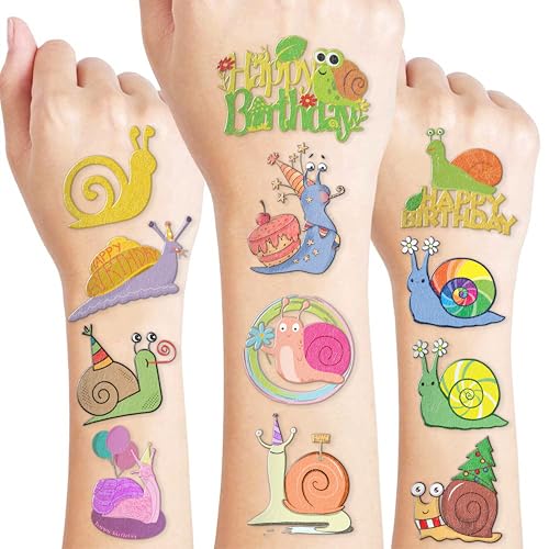 Snail Temporary Tattoos 8 Sheets 81 PCS Party Favors