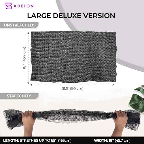 African Net Sponge Authentic with Knots, Exfoliating Bath Cloth, Real African Wash Net, Black Owned Sapo Afro Body Scrubber, Shower Essential Body Exfoliator, Large Deluxe Version (Black Large)