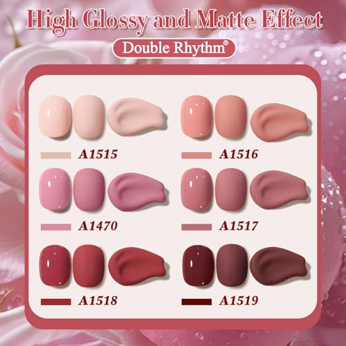 Double Rhythm 6-Piece Gel Nail Polish Set - 15ml Soak Off UV LED Kit
