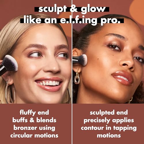e.l.f. Liquid Bronzer & Contour Duo Brush | Dual-Ended