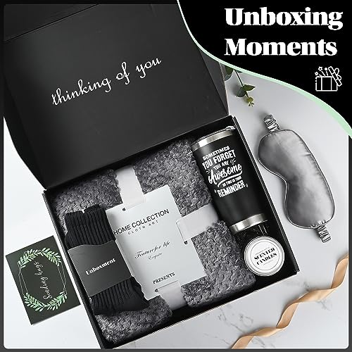 Care Package for Men Sick Friend, Get Well Soon Gifts Basket for Man, Feel Better After Surgery Recover, Thinking of You Sending Hugs Box