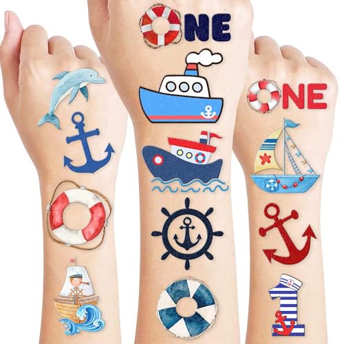 Nautical Temporary Tattoos - 96 Piece Anchor Party Favors (8 Sheets)
