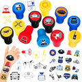 36PCS Police Party Favors - 24PCS Pre-Cut Temporary Tattoos & 12PCS Stamps - Ideal Police Officers Cops Themed Birthday Card Decorations Supplies Goodie Bag Kids Gifts Classroom Rewards Prizes