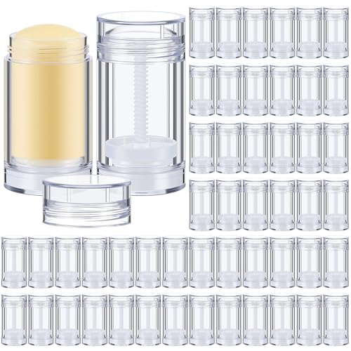 50 Pcs 75 ml Empty Deodorant Containers Twist Filling Stick Plastic Deodorant Container Refillable Bottles Bottom Filling Round Lip Balm Tubes Cylinder for DIY Lip Balm(Clear)