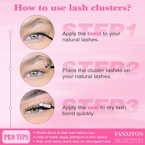 FANXITON DIY Eyelash Extension Kit - 280 Thick Volume Clusters