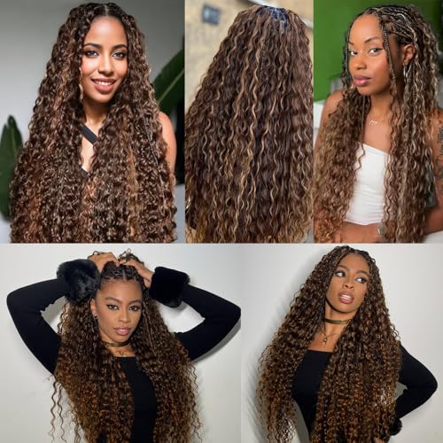 Freiuoke 26 Inch Deep Wave Braiding Hair Bundles - P4/30 Honey Brown