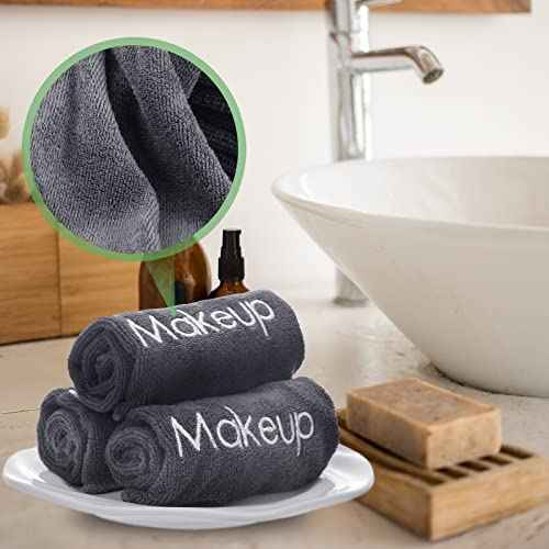 Shimeyao 20 Pack Makeup Towels Gray Makeup Washcloths for Face Classic Soft Microfiber Remover Cloth 13x13 Inch Quick Dry Face Towels for Cleansing Hand
