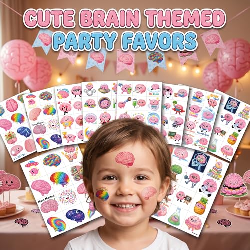 96pcs Brain Temporary Tattoos for Kids - Educational Science Stickers