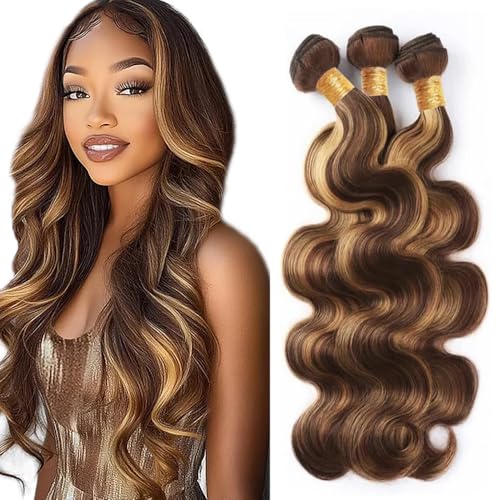 P4/27 Ombre Brown Body Wave Human Hair Bundles - 28-32 inch