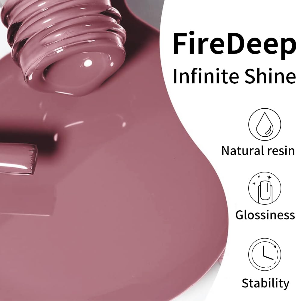 Firedeep Light Pink Gel Nail Polish, 16ML Mauve Pink Large Bottle UV/LED Soak Off Light Pink Brown Gel Polish for Spring Summer Autumn and Winter 0.54 Fl Oz