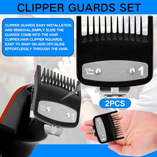 Replacement for Wahl Clipper Guards Set Hair Clipper and Trimmer,Compatible with Wahl 1 Guide Comb Attachment 1/8"(3.0 mm),for Barbers and Stylists,Black-2 Pack