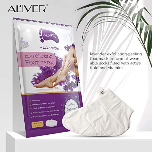 ALIVER Exfoliating Foot Peeling Mask 5-Pack - Lavender Foot Peel Socks