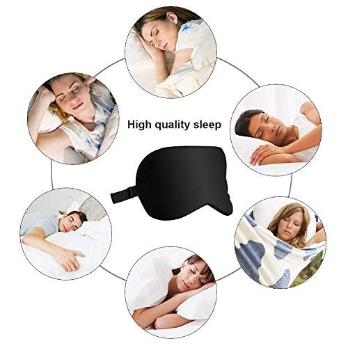 Silk Sleep Mask & Blindfold, Soft Eye Mask with Adjustable Head Strap, Deep Rest Eye Masks for Sleeping Night Eyeshade, Eye Cover for Travel, Shift Work & Meditation (Navy blue)