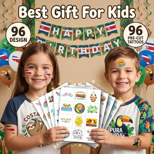 96 Tropical Temporary Tattoos - Costa Rica Party Favors