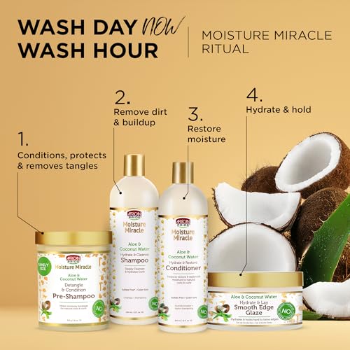 African Pride Moisture Miracle Smooth Edge Glaze ? Maximum Edge Control & Hydration, Non-Flaking Edge Gel | Natural Ingredients, Coconut & Aloe Water | Nourish, Moisture & Hold | 6oz