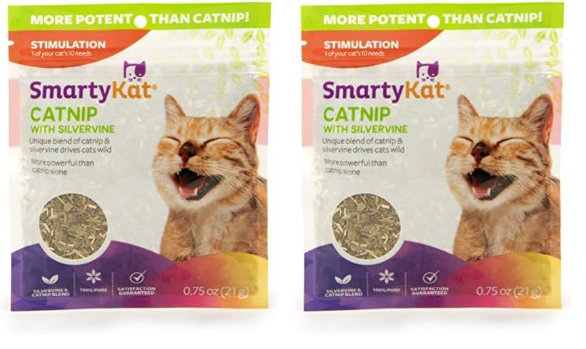 SmartyKat Catnip & Silvervine Blend for Cats & Kittens, Resealable Pouch - 0.75 Ounce (Pack of 2)