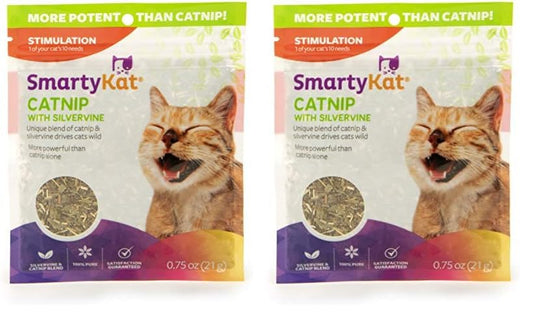 SmartyKat Catnip & Silvervine Blend for Cats & Kittens, Resealable Pouch - 0.75 Ounce (Pack of 2)