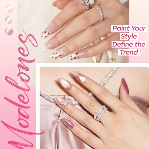 Modelones Cat Eye Gel Nail Polish Set - 6 Colors Rosewood Gleam Summer Glitter
