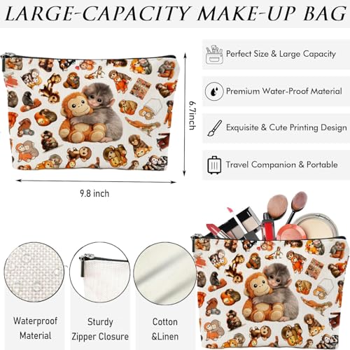 Punch Monkey Makeup Bag for Women, Travel Cosmetic Pouch