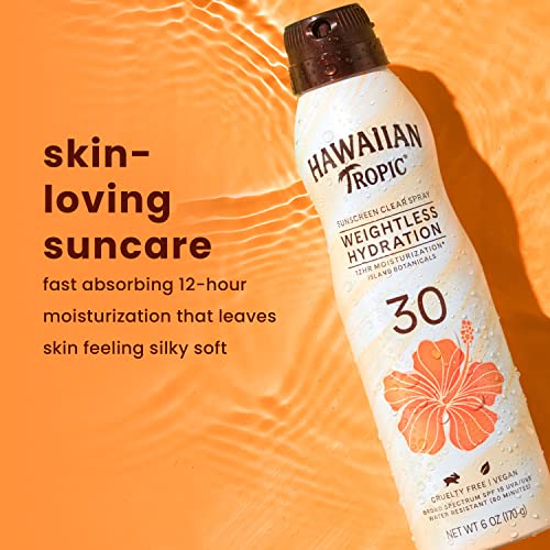 Hawaiian Tropic Weightless Hydration Clear Spray Sunscreen SPF 30 & Weightless Hydration Lotion Sunscreen for Face SPF 30, 1.7oz | Travel Size Sunscreen, Oil Free Face Sunscreen