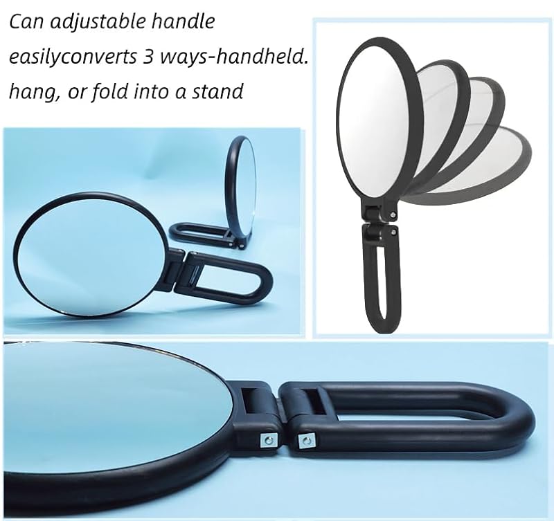 Stianiiie Black 1X/15X Double Sided Travel Handheld Mirror for Makeup & Grooming