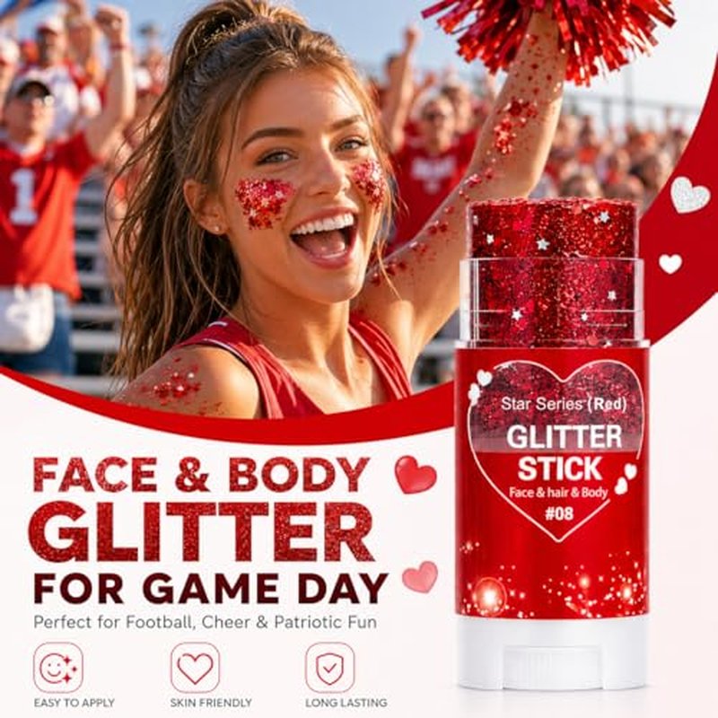 Red Hair Glitter Stick - Shimmer Body Glitter for Festivals & Parties