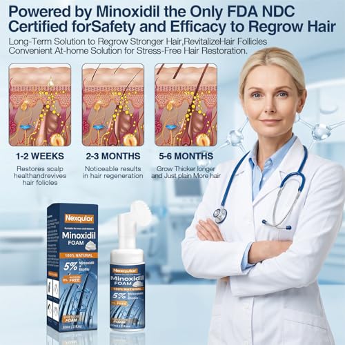 Minoxidil 5% Foam for Hair Growth for Men and Women – Fast-Absorbing Regrowth Treatment