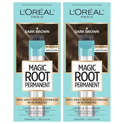 L'Oreal Paris Magic Root Permanent Hair Color, 4 Dark Brown (2 Count)