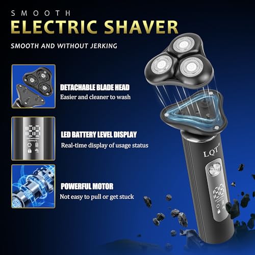 Hair Clippers for Men with LED Power Display, 3-Piece Professional Grooming Kit with Magnetic Attachment Shaver & Nose Trimmer, Complete Cordless Rechargeable Barber Set for Home (Black)