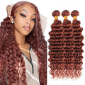 G33-Reddish Brown Deep Wave Hair Bundles 24/26/28 Inch Human Virgin Hair