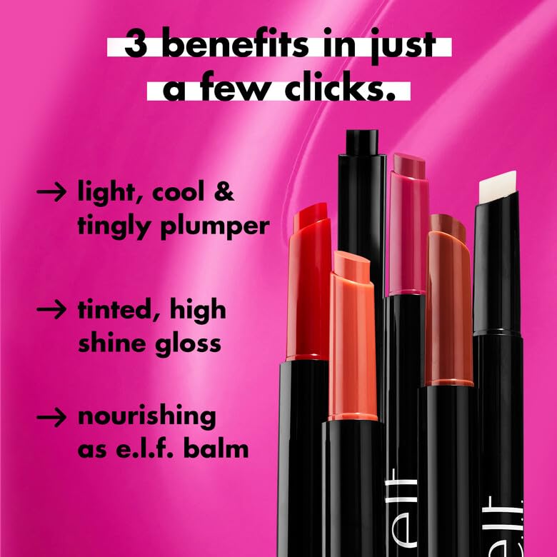 e.l.f. Pout Clout Lip Plumping Pen, Nourishing Lip Balm For Sheer Color & Shine, Plumps & Moisturizes, Vegan & Cruelty-Free, Bust A Mauve