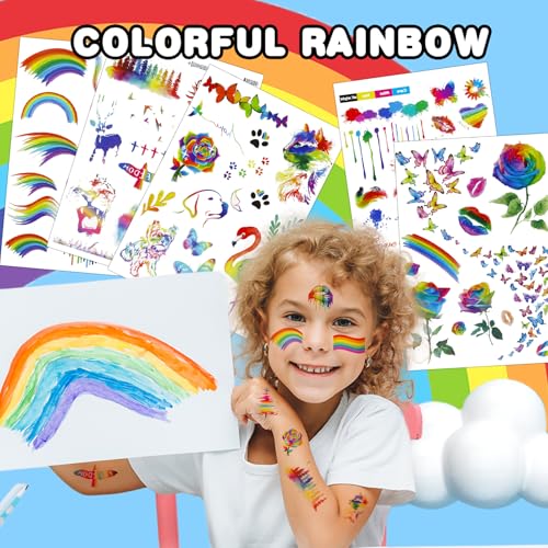 200+ PCS Pride Rainbow Tattoos Stickers LGBT LGBTQ Flag Decorations Accessories Temporary Sticker Pride Month Gay Birthday Party Gifts Boys Girls Men Woman Cute Fake Tattoo Themed Festival