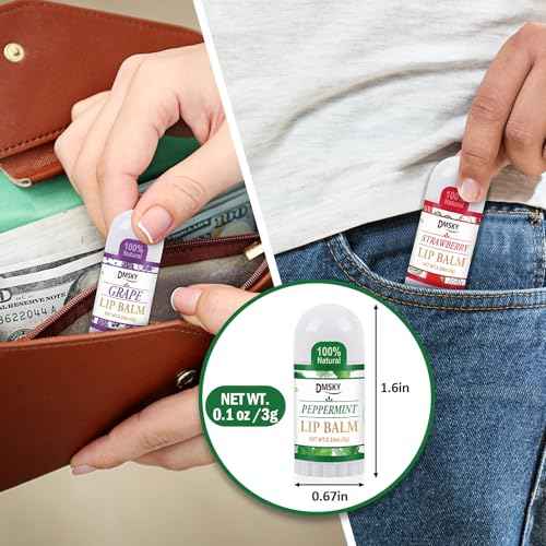 DMSKY 40 Pack Mini Lip Balm, Natural Lip Balm Bulk with Vitamin E and Coconut Oil, Moisturizing Lip Balms for Dry Cracked lips - 10 Flavors