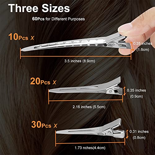 60Pcs Metal Alligator Hair Clips Set - Mixed Sizes