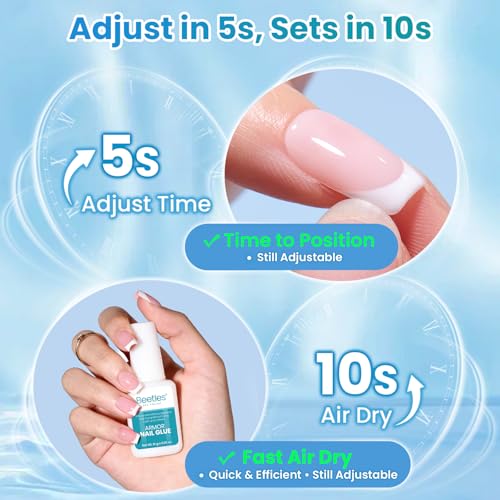 Beetles 10ml Super Strong Nail Glue, 10s Fast-Drying Brush On Glue