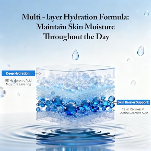 Hyaluronic Acid 9 Face Moisturizer, Daily Moisturizing Cream with Centella Asiatica, Vitamin B5 for All Skin Types, Soothing & Deep Hydrating Skin Care, Lightweight, Non-Greasy, 1.69 fl.oz