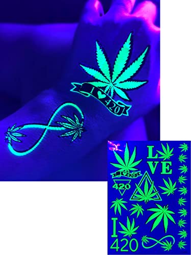 Neon Green UV Blacklight Temporary Tattoos | 3-5 Day Glow
