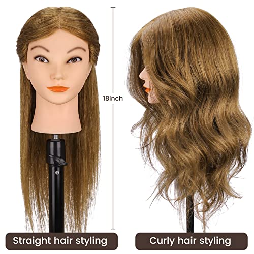Mannequin Head 18" Real Hair Light Brown Styling Practice