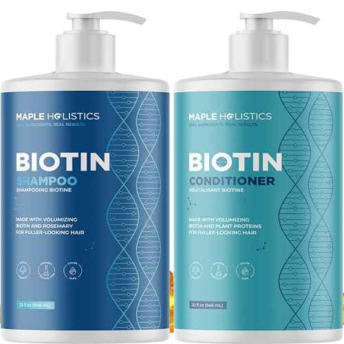 Rosemary Biotin Shampoo and Conditioner Set - Volumizing Shampoo and Conditioner for Thinning Hair for Women & Men with Nourishing B Vitamins - Color Safe Sulfate Paraben & Silicone Free (32 Fl Oz)